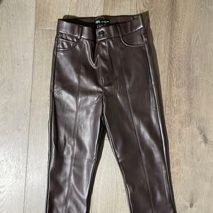 Zara brown leather pants